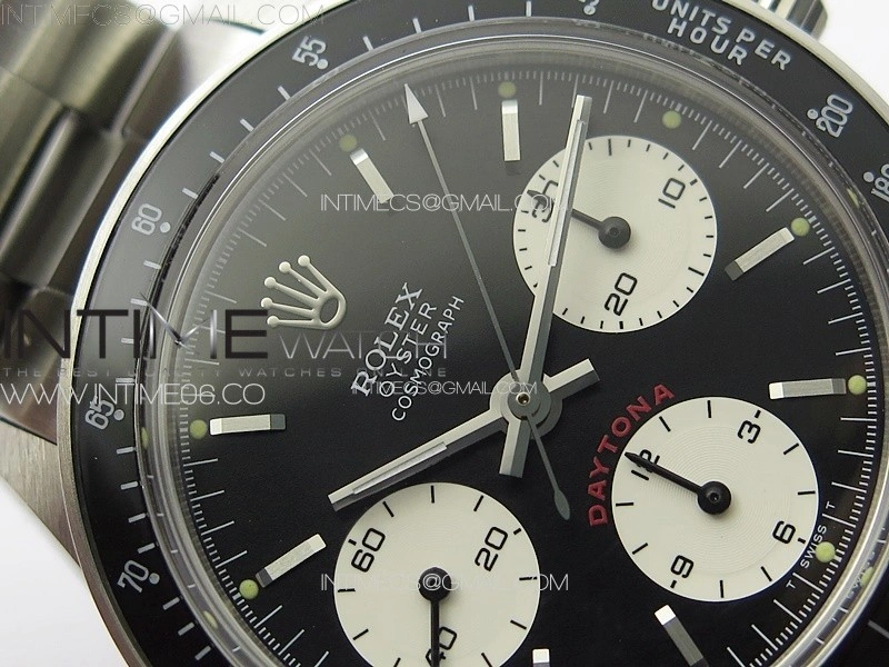 Daytona 6263 SS JKF Best Edition Black Dial White Subdials Black Tachymeter Bezel on SS Bracelet Venus 75