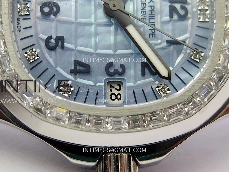 Aquanaut 5072 SS PPF 1:1 Best Edition Ice Blue MOP Textured Dial on Blue Rubber Strap Super Clone Cal.26-330CS