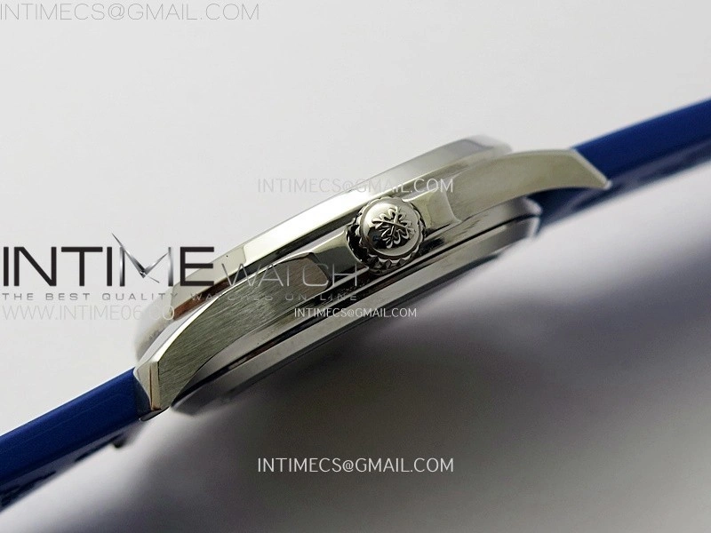 Aquanaut 5072 SS PPF 1:1 Best Edition Ice Blue MOP Textured Dial on Blue Rubber Strap Super Clone Cal.26-330CS