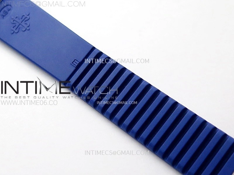 Aquanaut 5072 SS PPF 1:1 Best Edition Ice Blue MOP Textured Dial on Blue Rubber Strap Super Clone Cal.26-330CS