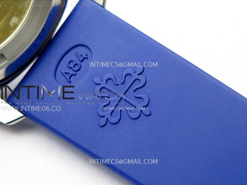 Aquanaut 5072 SS PPF 1:1 Best Edition Ice Blue MOP Textured Dial on Blue Rubber Strap Super Clone Cal.26-330CS