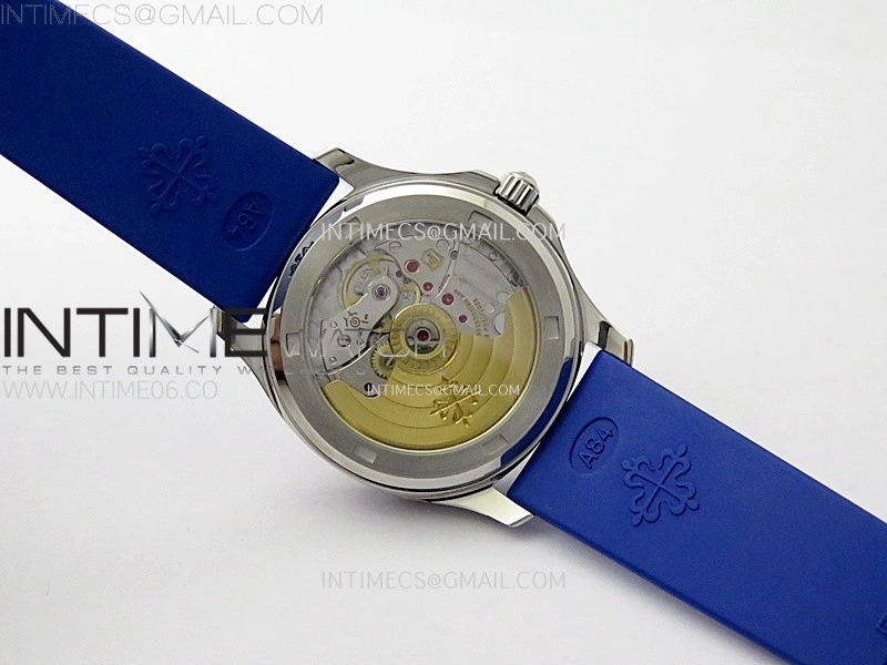 Aquanaut 5072 SS PPF 1:1 Best Edition Ice Blue MOP Textured Dial on Blue Rubber Strap Super Clone Cal.26-330CS