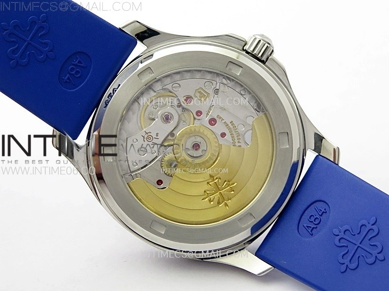 Aquanaut 5072 SS PPF 1:1 Best Edition Ice Blue MOP Textured Dial on Blue Rubber Strap Super Clone Cal.26-330CS