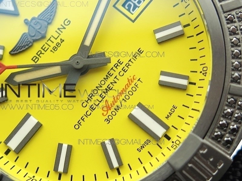 AVENGER Boutique Edition V17310 Dia Bezel Ti DLC 1:1 Best Edition Yellow Dial on Nylon Strap A2824