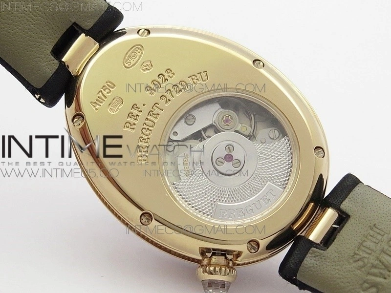 Reine de Naples 8928BB 33mm RG ZF 1:1 Best Edition White MOP Dial Numeral Markers Diamonds Bezel on Black Fabric Strap A537
