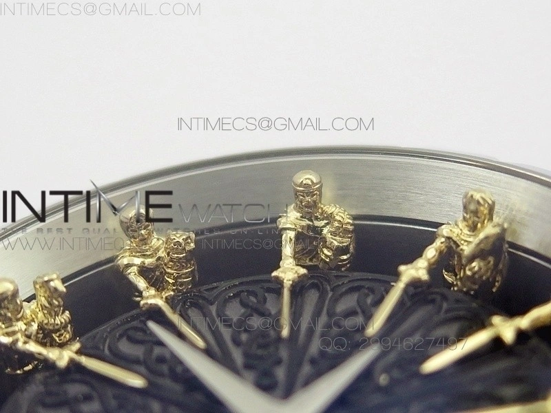 Excalibur RDDBEX0495 SS Black Dial on Black Leather Strap