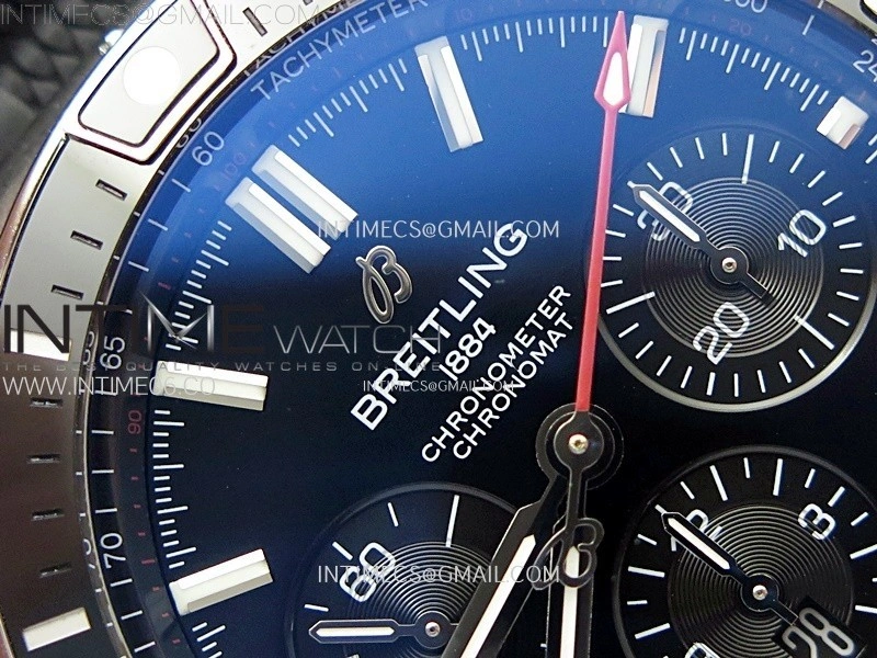 Chronomat B01 44mm SS BLSF 1:1 Best Edition Black Dial Black Subdial on Black Rubber Strap A7750 to Cal.01