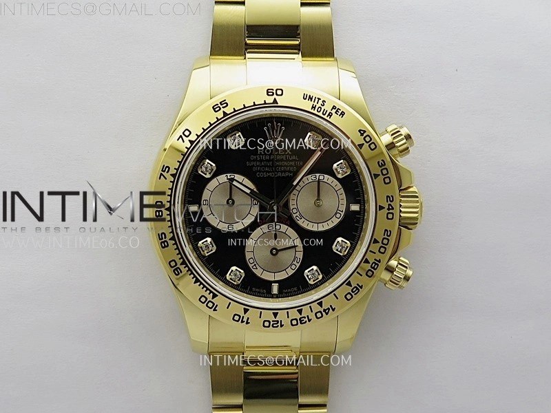 Daytona 126508 Gain Weight YG QF 1:1 Best Edition Black Dial YG Subdial Diamond Markers on YG Bracelet SH4131 V6