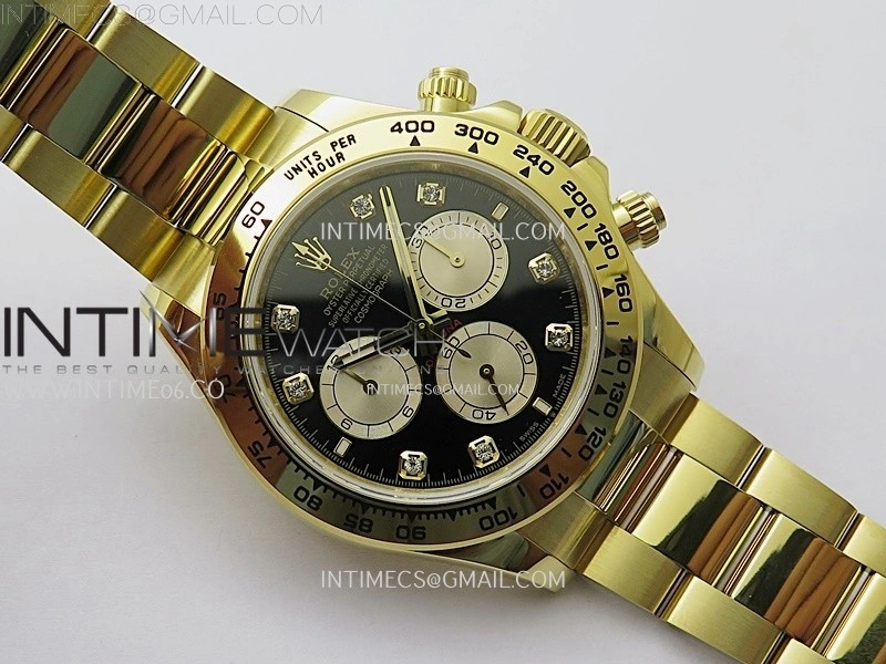 Daytona 126508 Gain Weight YG QF 1:1 Best Edition Black Dial YG Subdial Diamond Markers on YG Bracelet SH4131 V6