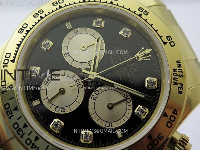 Daytona 126508 Gain Weight YG QF 1:1 Best Edition Black Dial YG Subdial Diamond Markers on YG Bracelet SH4131 V6