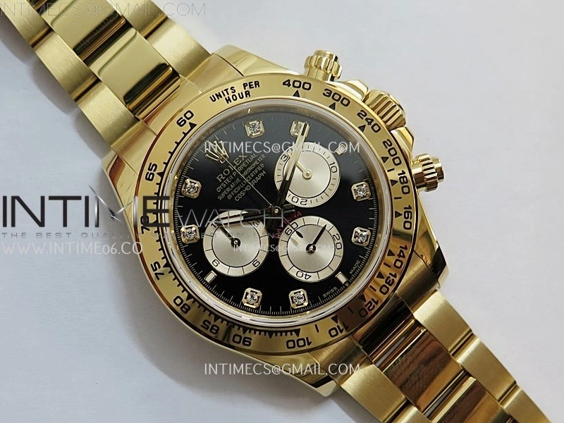 Daytona 126508 Gain Weight YG QF 1:1 Best Edition Black Dial YG Subdial Diamond Markers on YG Bracelet SH4131 V6
