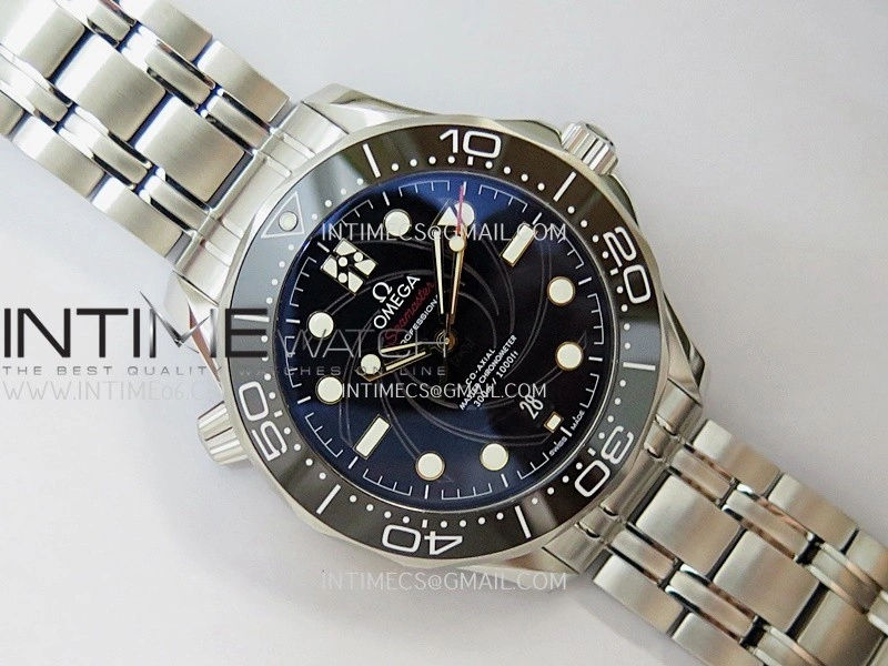 Seamaster Diver 300M 007 SS V4 VSF 1:1 Best Edition Black Wave Textured Dial On SS Bracelet Super Clone Asian 8800