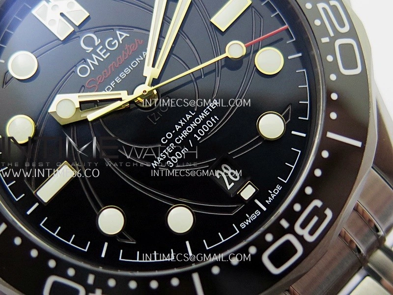 Seamaster Diver 300M 007 SS V4 VSF 1:1 Best Edition Black Wave Textured Dial On SS Bracelet Super Clone Asian 8800