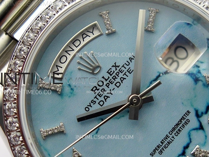 Day Date 36mm Gain Weight SS tungsten APSF 1:1 Best Edition Blue Dial Diamond Roman Markers on SS President Bracelet A3255