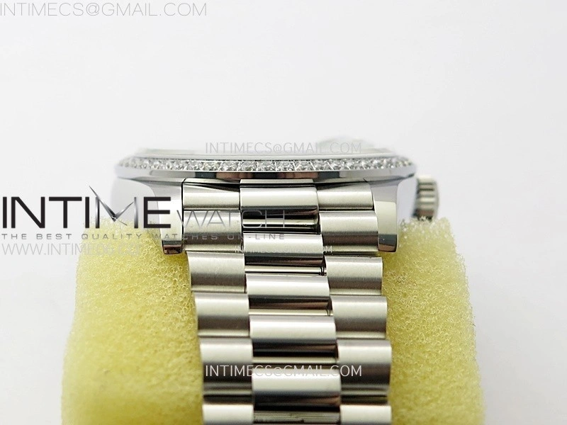 Day Date 36mm Gain Weight SS tungsten APSF 1:1 Best Edition Blue Dial Diamond Roman Markers on SS President Bracelet A3255
