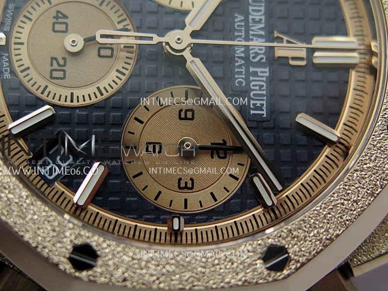 Royal Oak Chrono 26240OR Frosted RG APSF 1:1 Best Edition Blue Dial RG Subdial On Frosted RG Bracelet SA4401 Super Clone