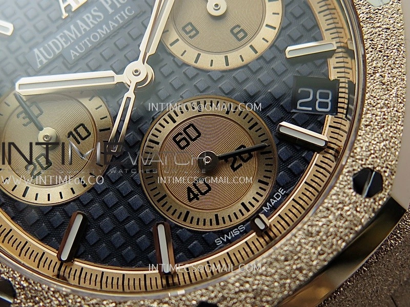 Royal Oak Chrono 26240OR Frosted RG APSF 1:1 Best Edition Blue Dial RG Subdial On Frosted RG Bracelet SA4401 Super Clone