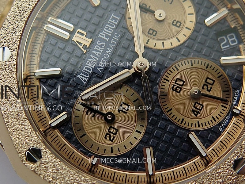 Royal Oak Chrono 26240OR Frosted RG APSF 1:1 Best Edition Blue Dial RG Subdial On Frosted RG Bracelet SA4401 Super Clone