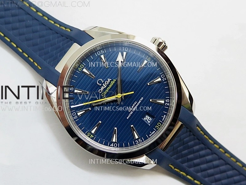 Aqua Terra 150M Master VSF 1:1 Best Edition Blue Dial Yellow Second On Blue Rubber Strap A8900 Super Clone