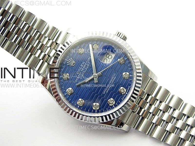DateJust 36MM 126234 SS APSF 1:1 Best Edition Blue Fluted Dial Diamond Markers on SS Jubilee Bracelet SA3235