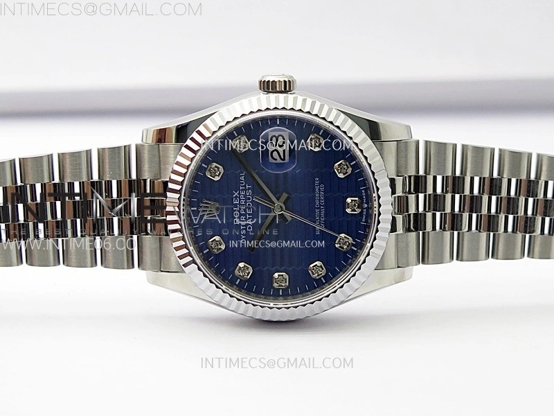 DateJust 36MM 126234 SS APSF 1:1 Best Edition Blue Fluted Dial Diamond Markers on SS Jubilee Bracelet SA3235