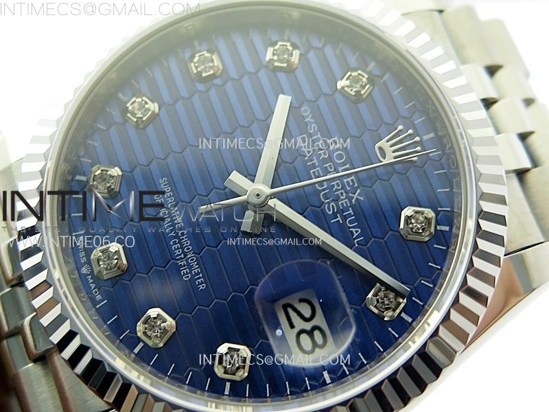 DateJust 36MM 126234 SS APSF 1:1 Best Edition Blue Fluted Dial Diamond Markers on SS Jubilee Bracelet SA3235