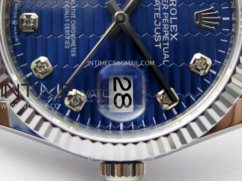 DateJust 36MM 126234 SS APSF 1:1 Best Edition Blue Fluted Dial Diamond Markers on SS Jubilee Bracelet SA3235