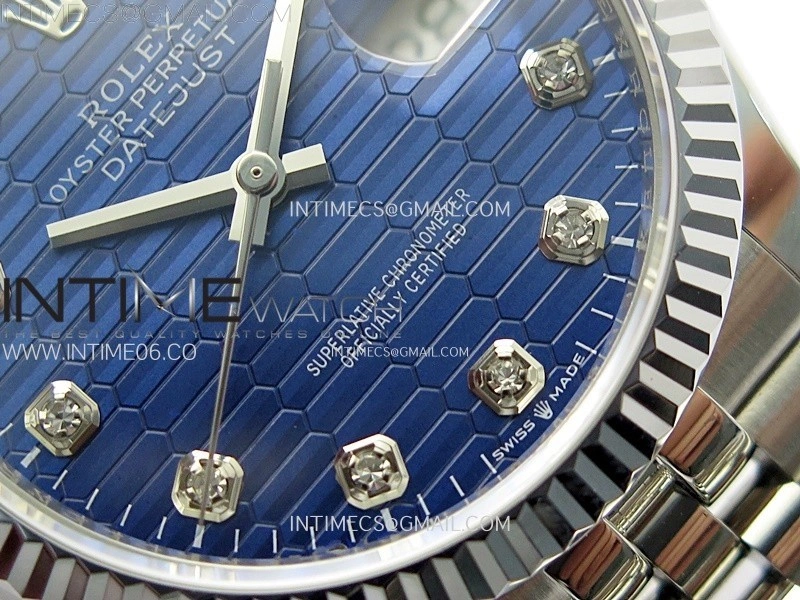 DateJust 36MM 126234 SS APSF 1:1 Best Edition Blue Fluted Dial Diamond Markers on SS Jubilee Bracelet SA3235