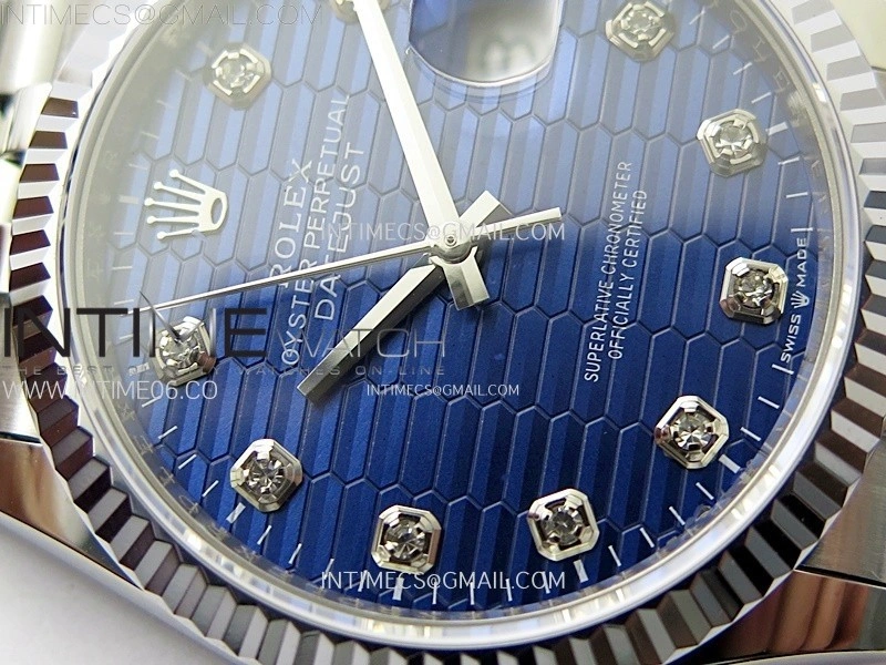 DateJust 36MM 126234 SS APSF 1:1 Best Edition Blue Fluted Dial Diamond Markers on SS Jubilee Bracelet SA3235