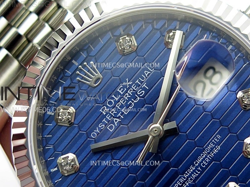 DateJust 36MM 126234 SS APSF 1:1 Best Edition Blue Fluted Dial Diamond Markers on SS Jubilee Bracelet SA3235
