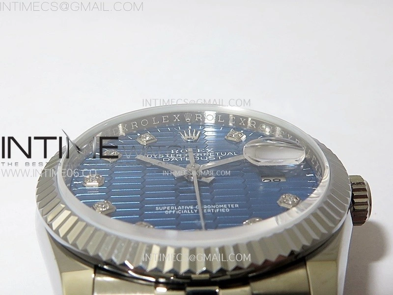 DateJust 36MM 126234 SS APSF 1:1 Best Edition Blue Fluted Dial Diamond Markers on SS Jubilee Bracelet SA3235