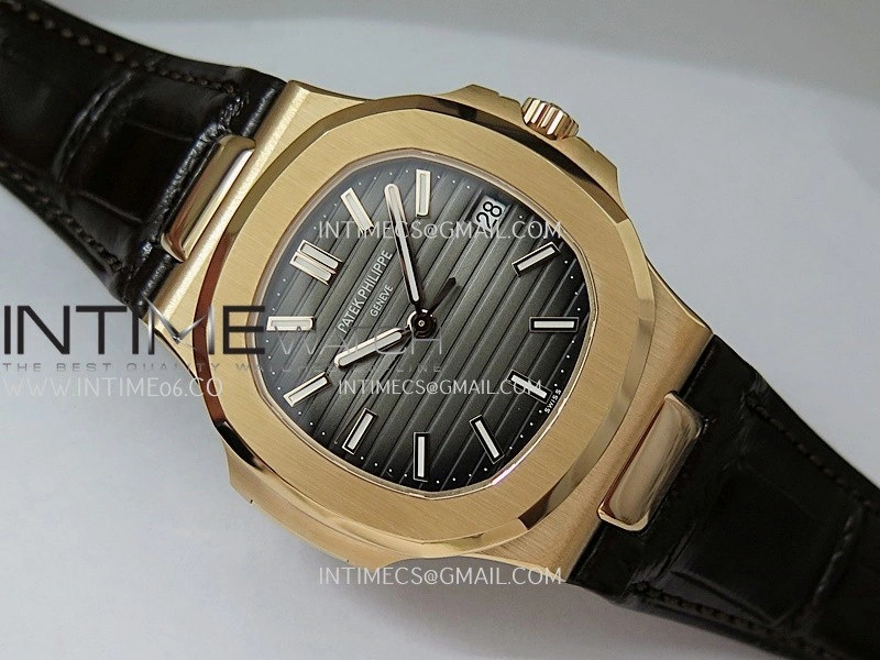 Nautilus 5711 1R RG 3KF 1:1 Best Edition Brown Textured Dial on Brown Leather Strap A324 Super Clone V2