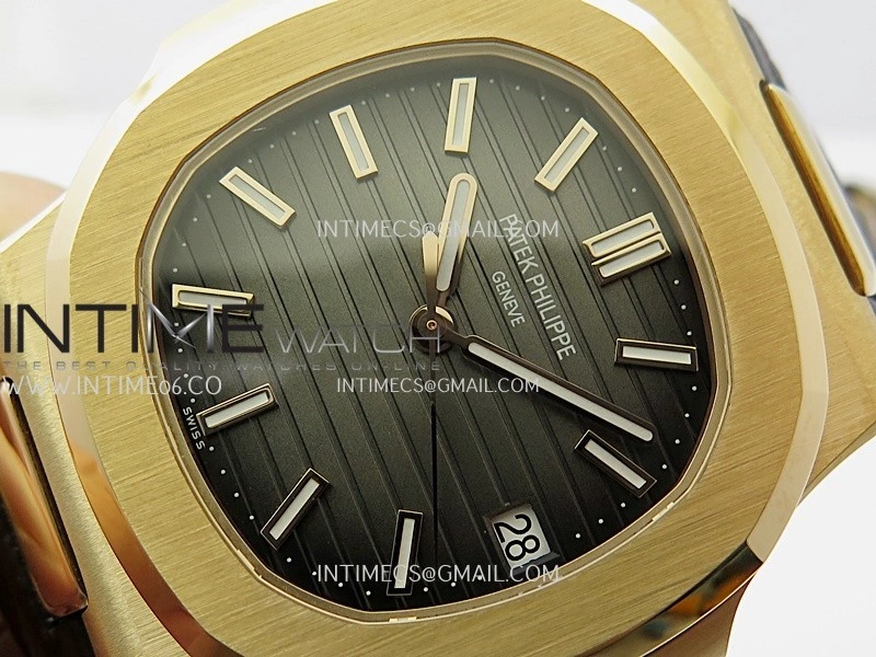 Nautilus 5711 1R RG 3KF 1:1 Best Edition Brown Textured Dial on Brown Leather Strap A324 Super Clone V2