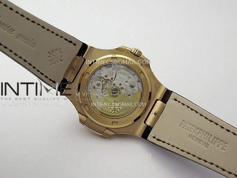 Nautilus 5711 1R RG 3KF 1:1 Best Edition Brown Textured Dial on Brown Leather Strap A324 Super Clone V2