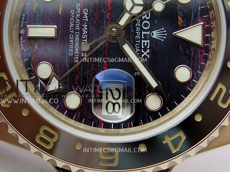 GMT-Master II 126715 CHNR RG 3EF 1:1 Best Edition Everrose Tiger Iron Dial On RG Bracelet Super Clone VR3285 CHS