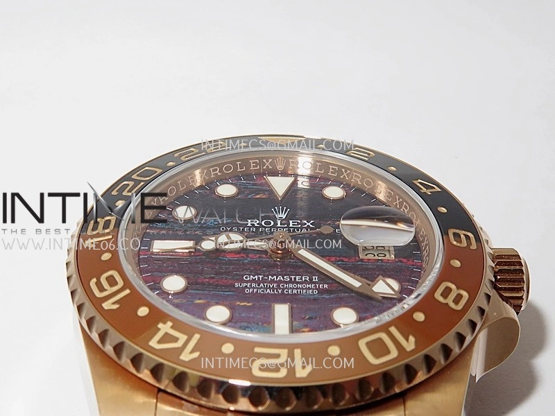 GMT-Master II 126715 CHNR RG 3EF 1:1 Best Edition Everrose Tiger Iron Dial On RG Bracelet Super Clone VR3285 CHS
