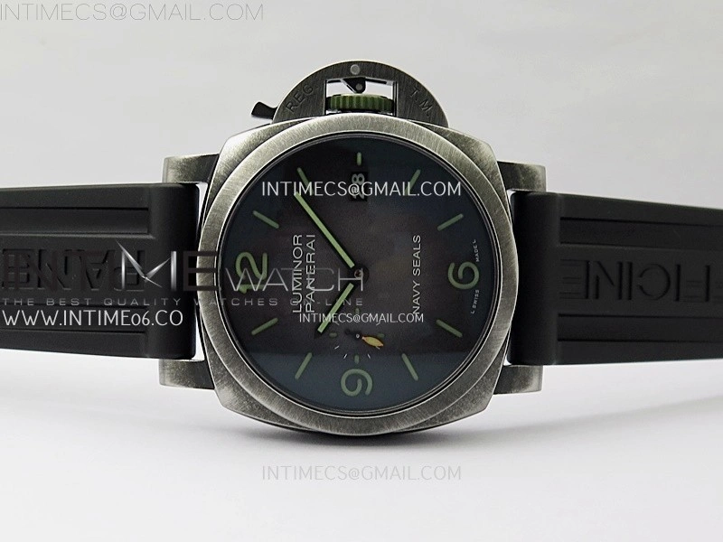 PAM1412 Z Satin-polished steel VSF 1:1 Best Edition Green Shaed Dial on Black Rubber Strap Asian P9010 super clone