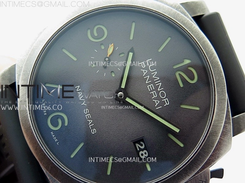 PAM1412 Z Satin-polished steel VSF 1:1 Best Edition Green Shaed Dial on Black Rubber Strap Asian P9010 super clone