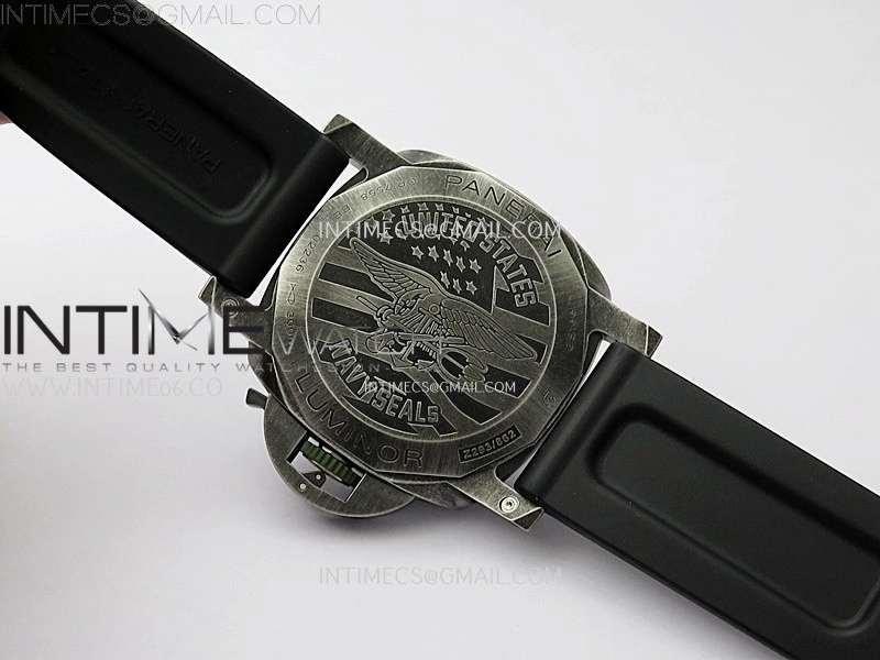 PAM1412 Z Satin-polished steel VSF 1:1 Best Edition Green Shaed Dial on Black Rubber Strap Asian P9010 super clone
