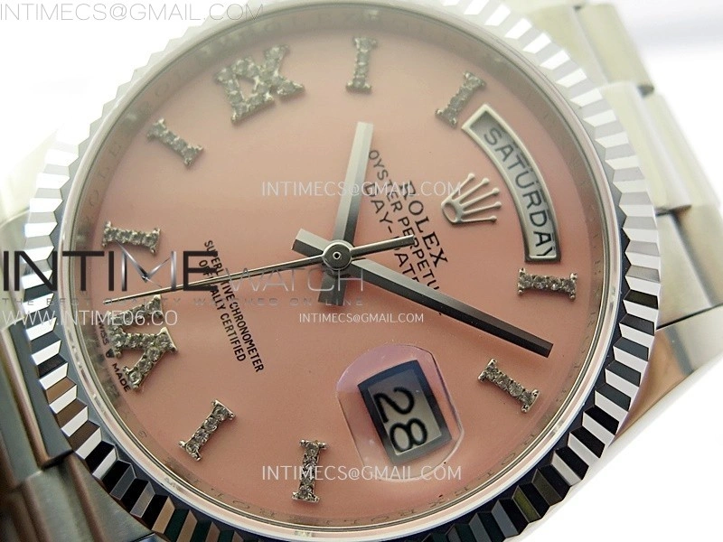 Day Date 36mm Gain Weight SS tungsten APSF 1:1 Best Edition Pink Dial Diamond Roman Markers on SS President Bracelet A3255
