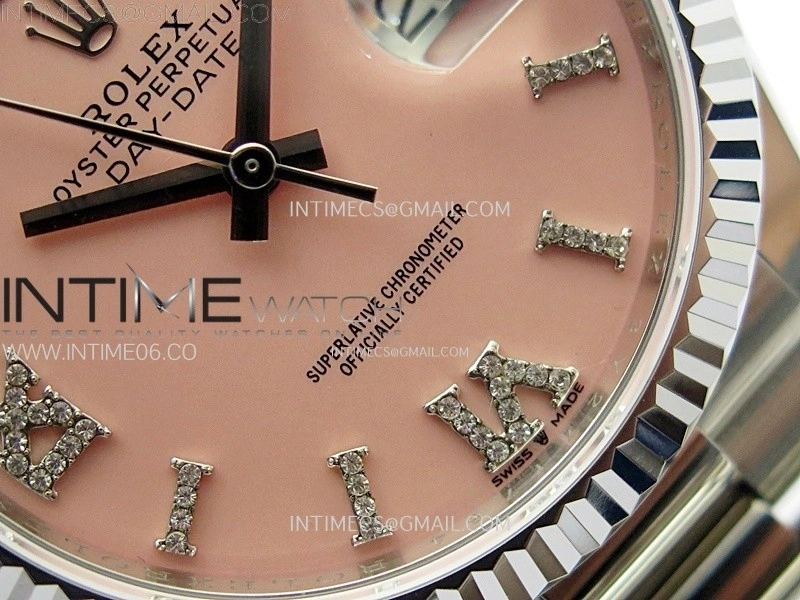 Day Date 36mm Gain Weight SS tungsten APSF 1:1 Best Edition Pink Dial Diamond Roman Markers on SS President Bracelet A3255