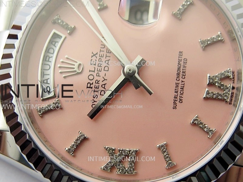 Day Date 36mm Gain Weight SS tungsten APSF 1:1 Best Edition Pink Dial Diamond Roman Markers on SS President Bracelet A3255