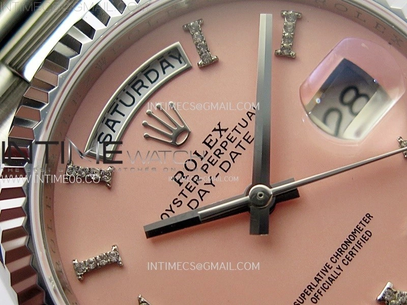 Day Date 36mm Gain Weight SS tungsten APSF 1:1 Best Edition Pink Dial Diamond Roman Markers on SS President Bracelet A3255