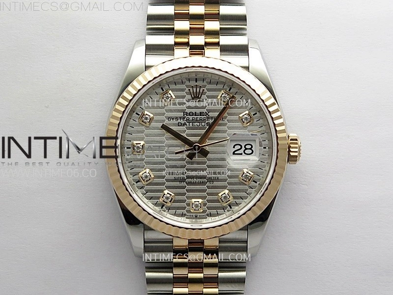 DateJust 36 SS 126231 904L SS RG VSF 1:1 Best Edition Silver Fluted Dial Diamonds Markers on Jubilee Bracelet VS3235