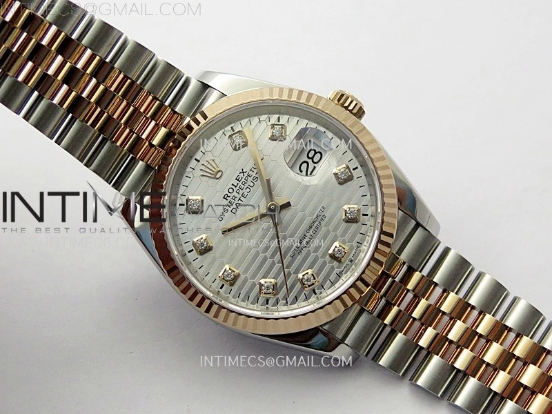 DateJust 36 SS 126231 904L SS RG VSF 1:1 Best Edition Silver Fluted Dial Diamonds Markers on Jubilee Bracelet VS3235