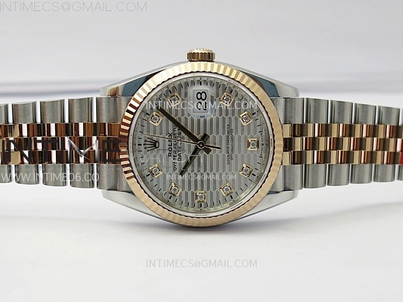 DateJust 36 SS 126231 904L SS RG VSF 1:1 Best Edition Silver Fluted Dial Diamonds Markers on Jubilee Bracelet VS3235