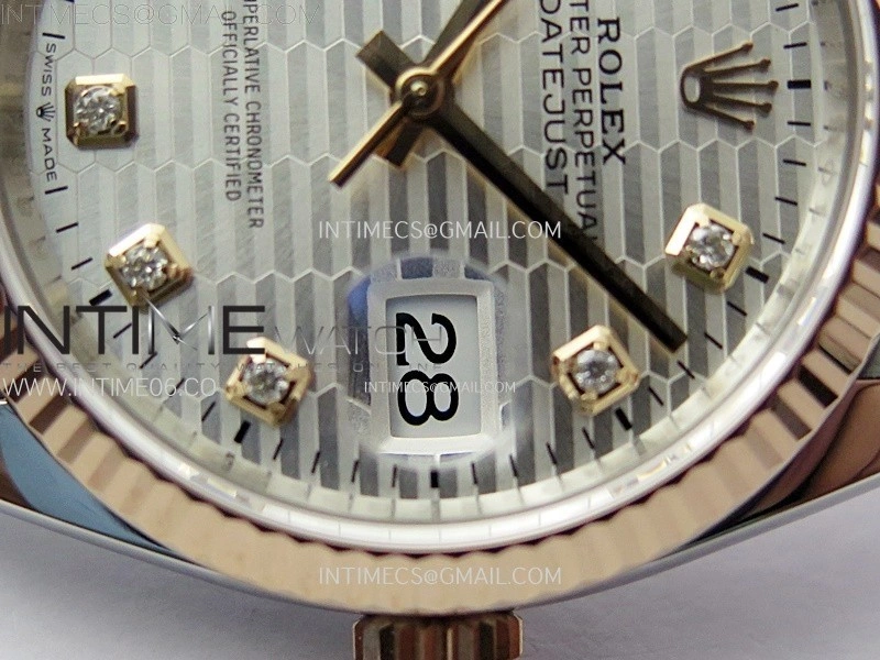 DateJust 36 SS 126231 904L SS RG VSF 1:1 Best Edition Silver Fluted Dial Diamonds Markers on Jubilee Bracelet VS3235