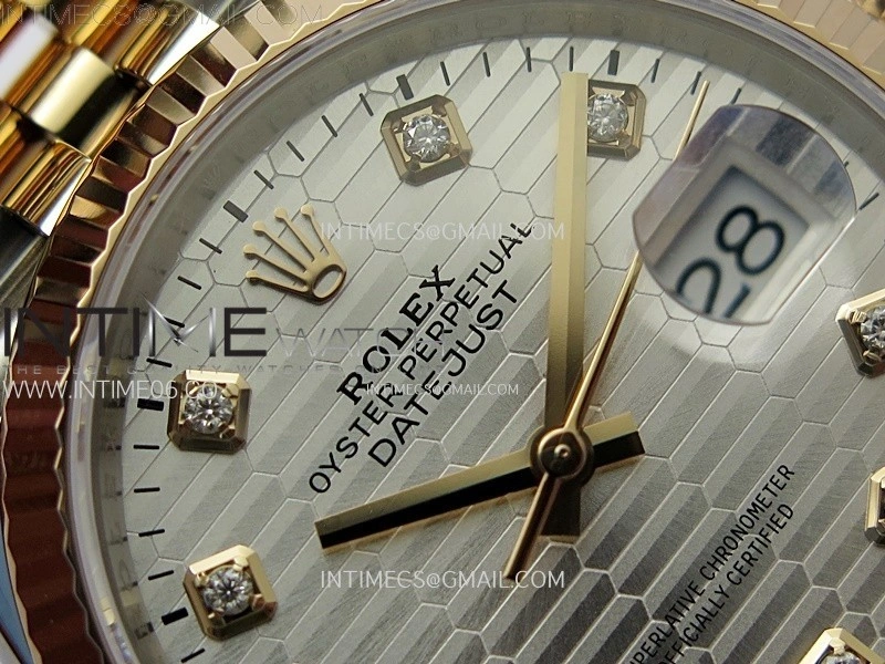 DateJust 36 SS 126231 904L SS RG VSF 1:1 Best Edition Silver Fluted Dial Diamonds Markers on Jubilee Bracelet VS3235