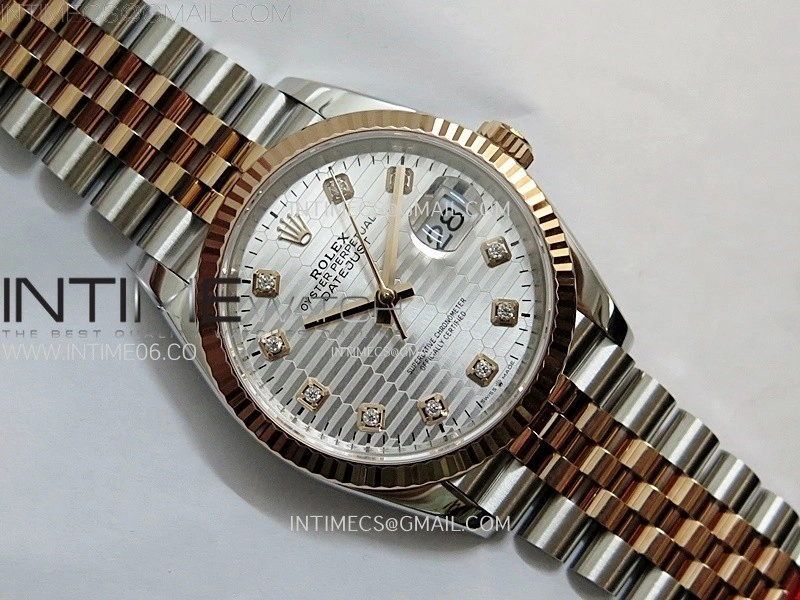 DateJust 36 SS 126231 904L SS RG VSF 1:1 Best Edition Silver Fluted Dial Diamonds Markers on Jubilee Bracelet VS3235