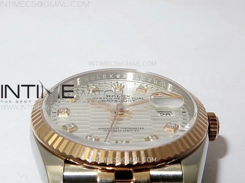 DateJust 36 SS 126231 904L SS RG VSF 1:1 Best Edition Silver Fluted Dial Diamonds Markers on Jubilee Bracelet VS3235